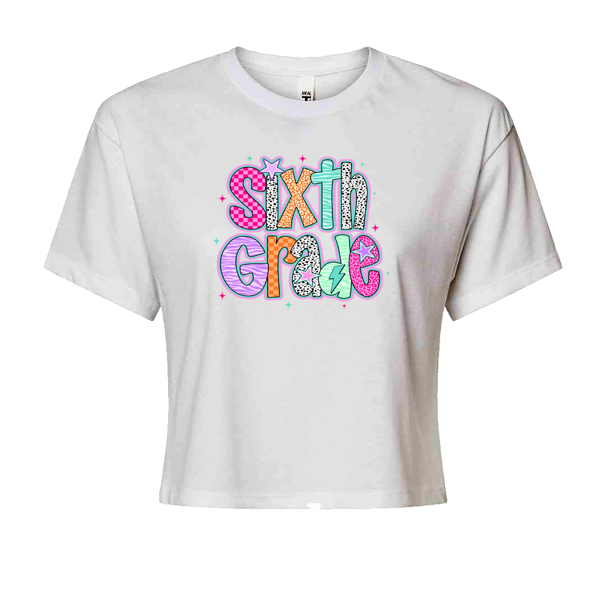Sixth Grade Colorful Back to School Cropped T-Shirt White