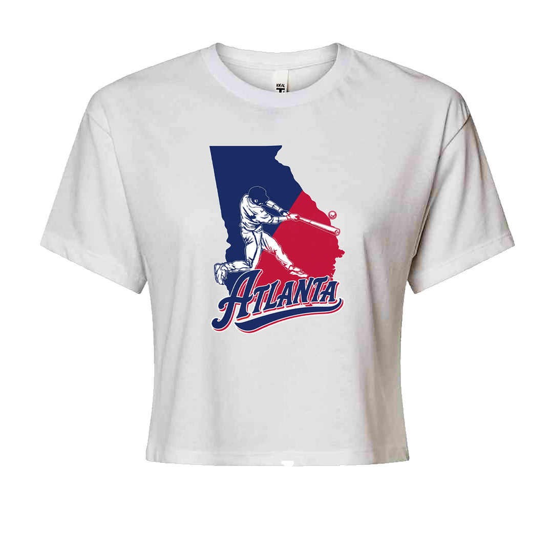 Atlanta Georgia Batter Up Cropped T-Shirt White
