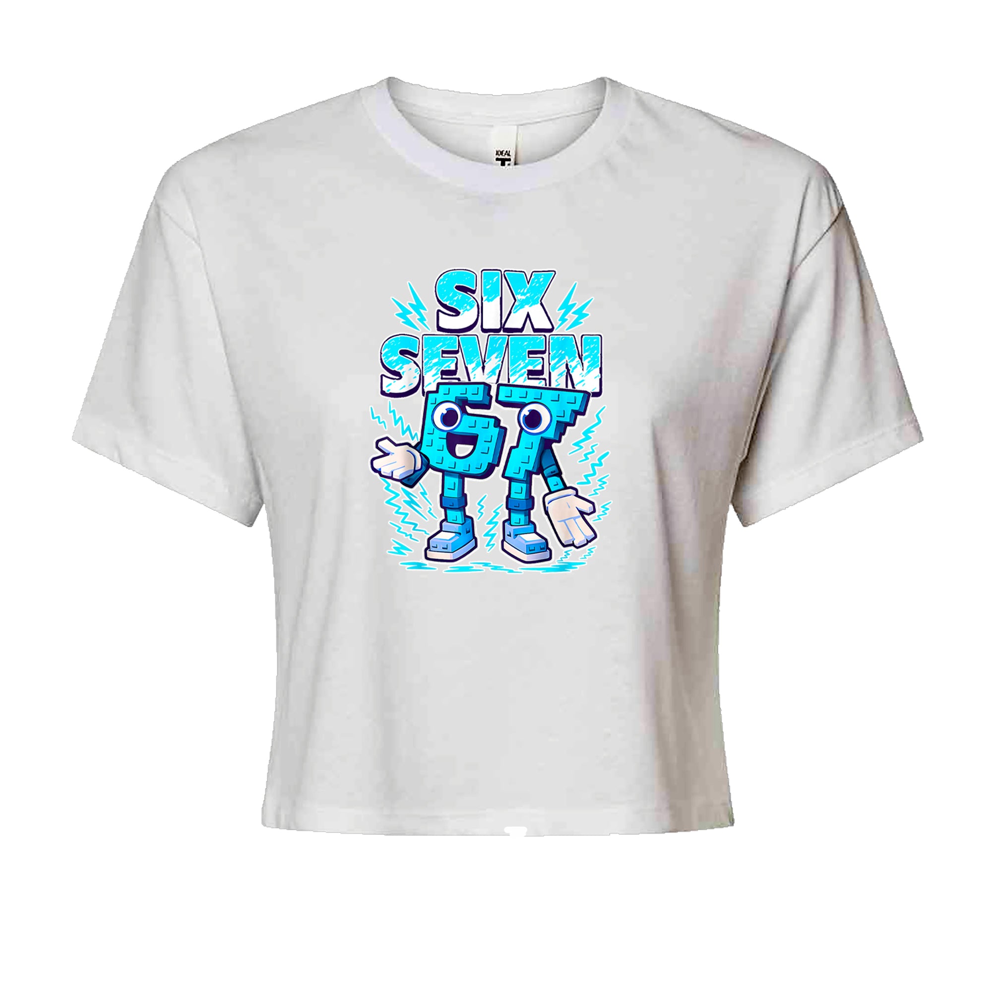 67 Brainrot Meme Slang Cropped T-Shirt White