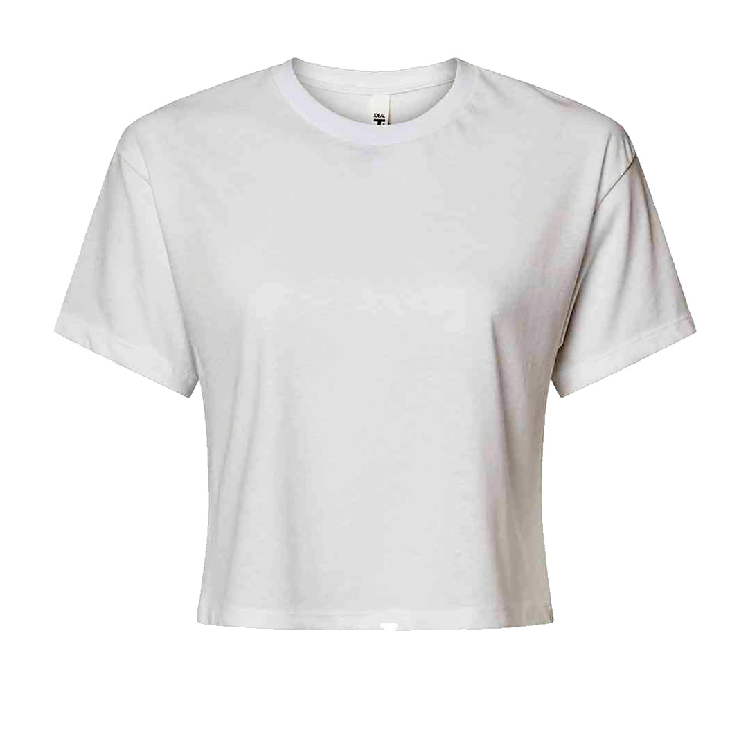 Basics - Pure & Simple Blank Apparel graphic on Women's Boxy Crop T-Shirt in White