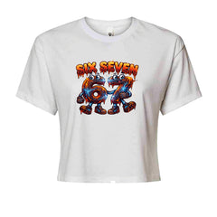 67 Lava Lightning Six Seven Meme Cropped T-Shirt White