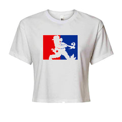 Batter Up Philly Baseball Phan Cropped T-Shirt White