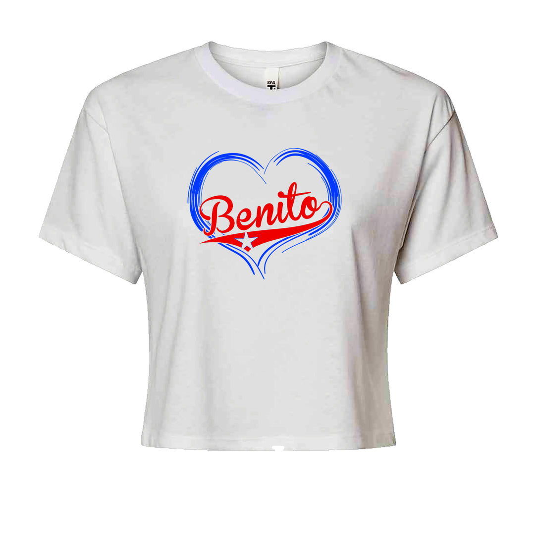 Benito Heart Puerto Rico Cropped T-Shirt White