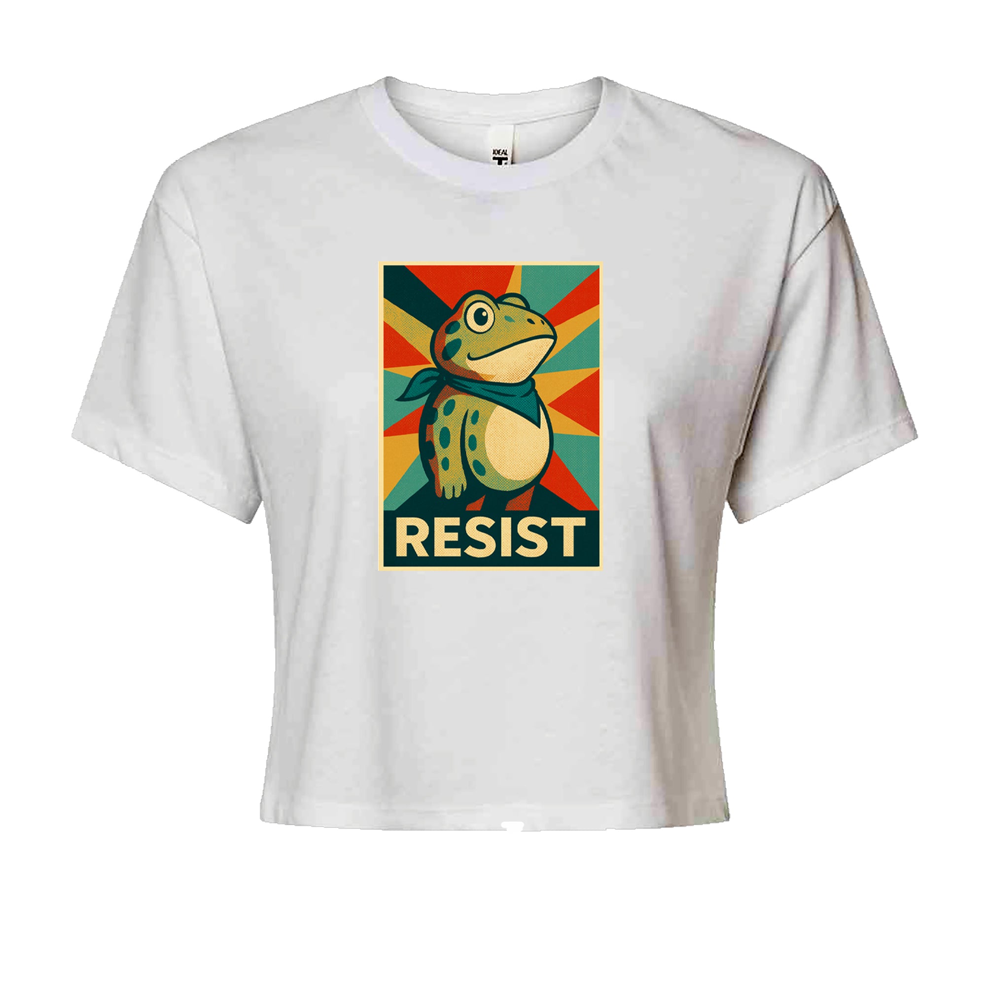 Resist Portland Protest Frog Cropped T-Shirt White