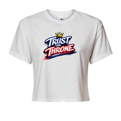 Trust The Throne Crown Philly Hoops graphic on Women's Boxy Crop T-Shirt in White