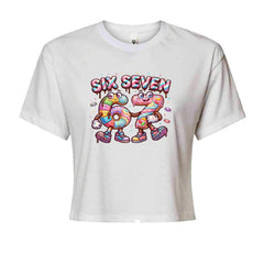 67 Candy Swirl Meme Cropped T-Shirt White
