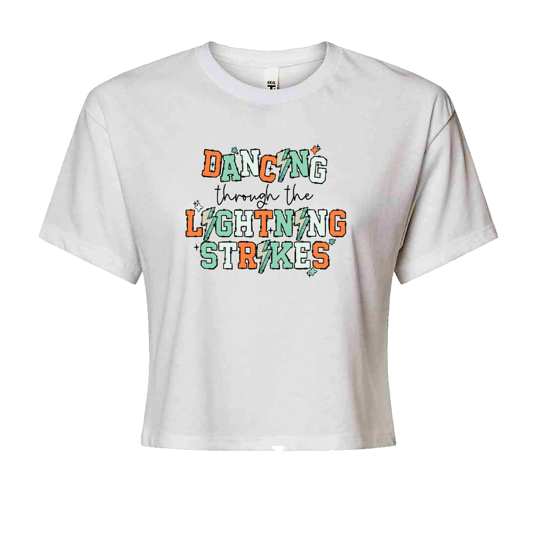 Dancing Through The Lightning Strikes Cropped T-Shirt White