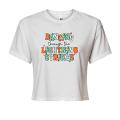 Dancing Through The Lightning Strikes Cropped T-Shirt White