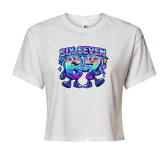 Six Seven 67 Retro Pixel Buddies Cropped T-Shirt White