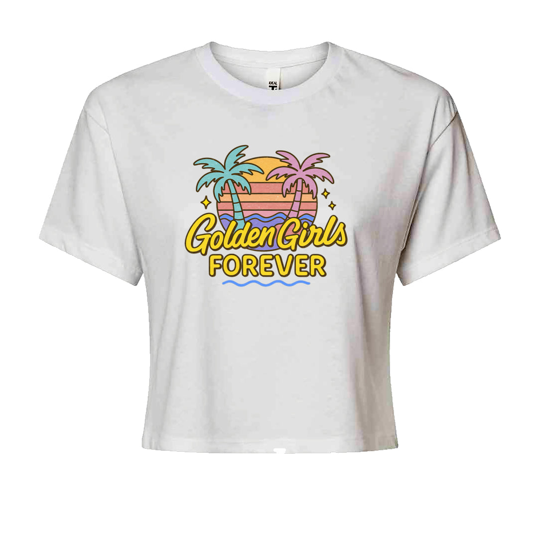 Golden Girls Forever Retro Sunset Cropped T-Shirt White