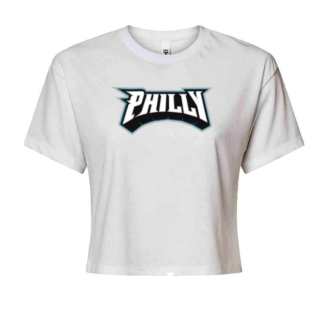 Philly Bold Block Throwback Cropped T-Shirt White