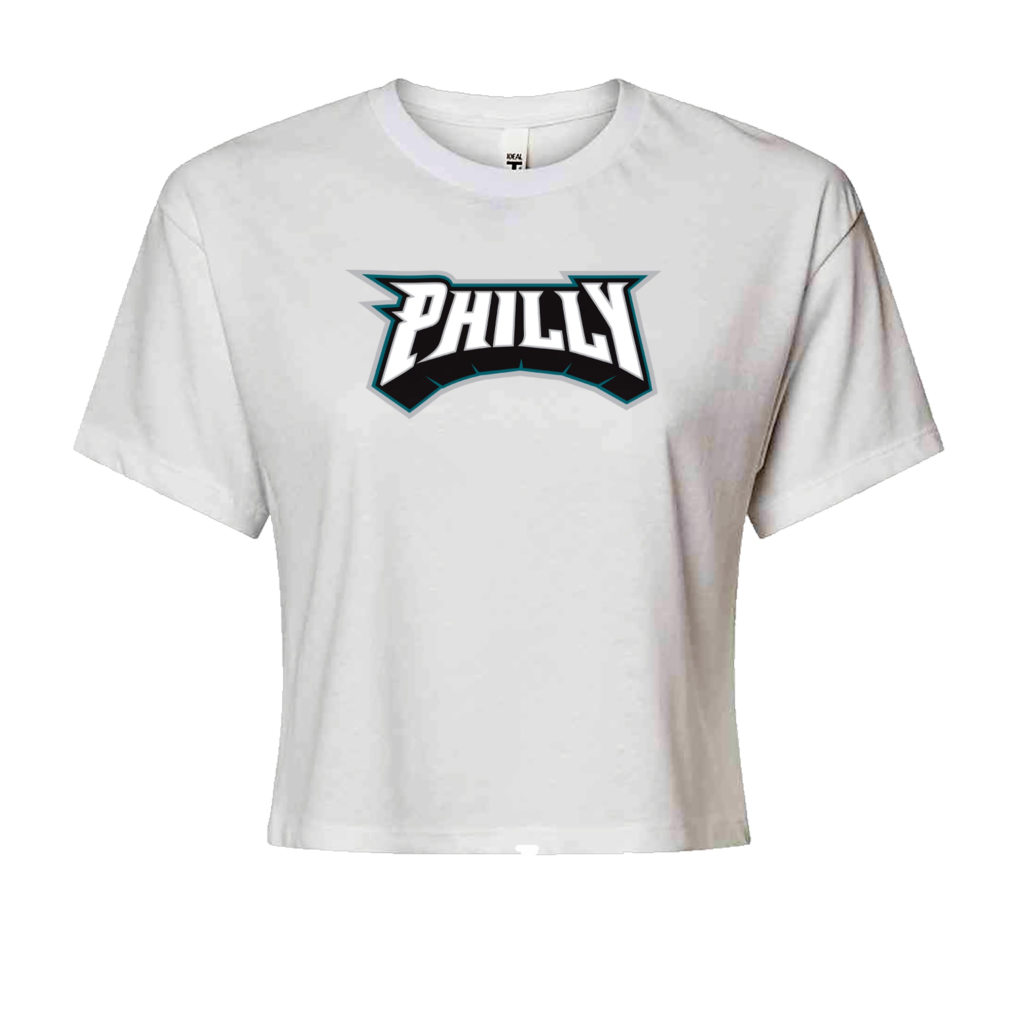 Philly Bold Block Throwback Cropped T-Shirt White