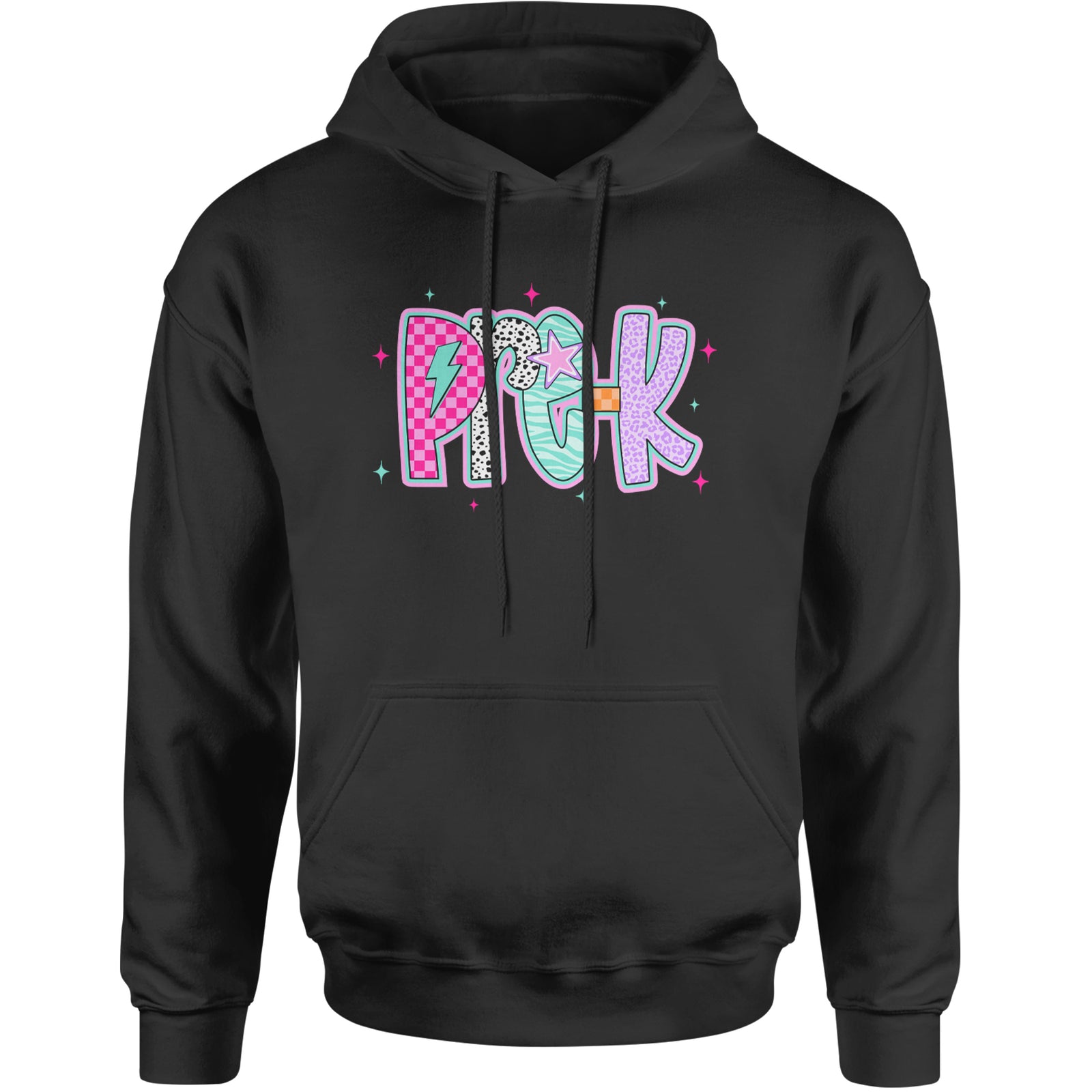 Pre-K Party Time Colorful Back to School Adult Hoodie Sweatshirt Black