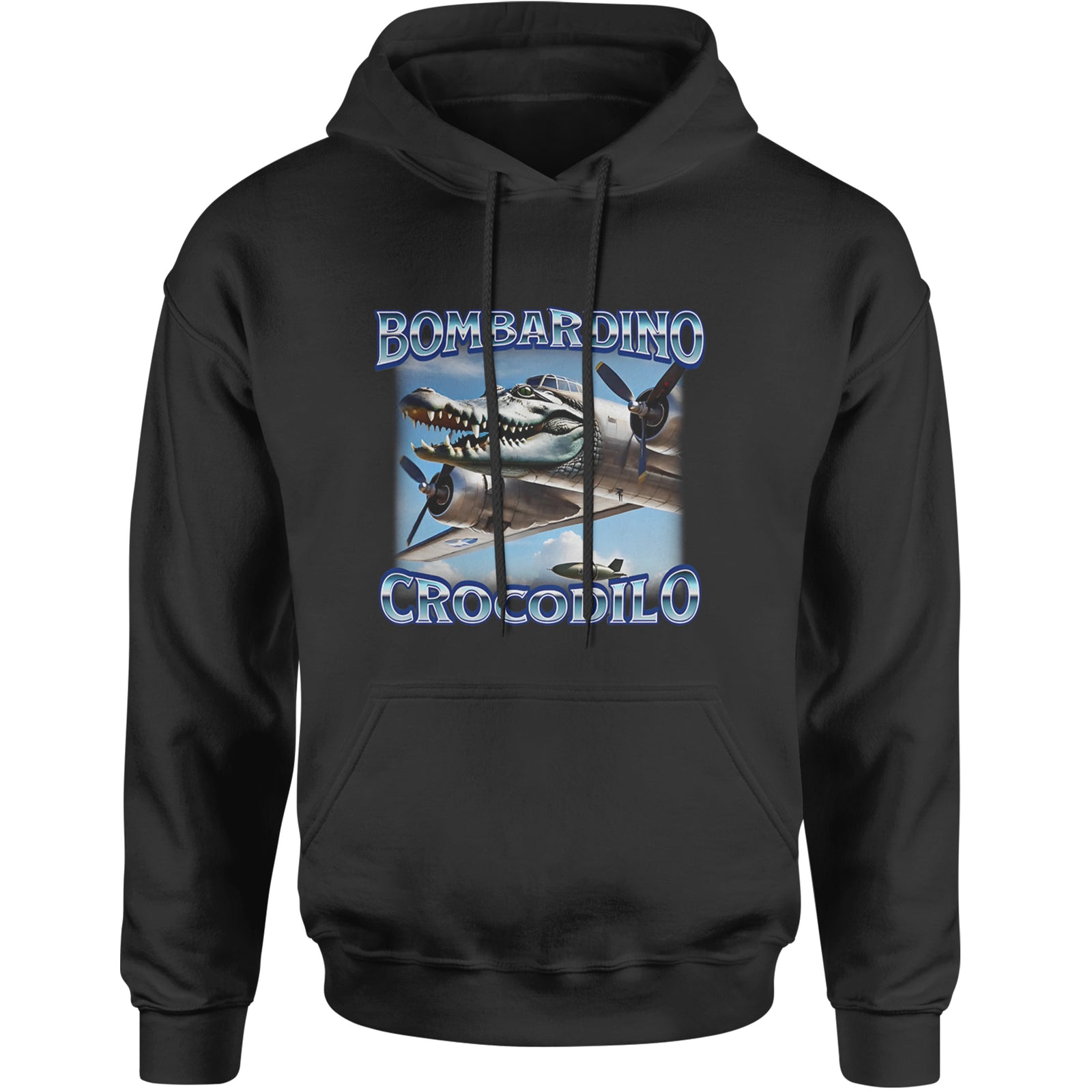 Bombardino Crocodilo Brainrot Adult Hoodie Sweatshirt Black