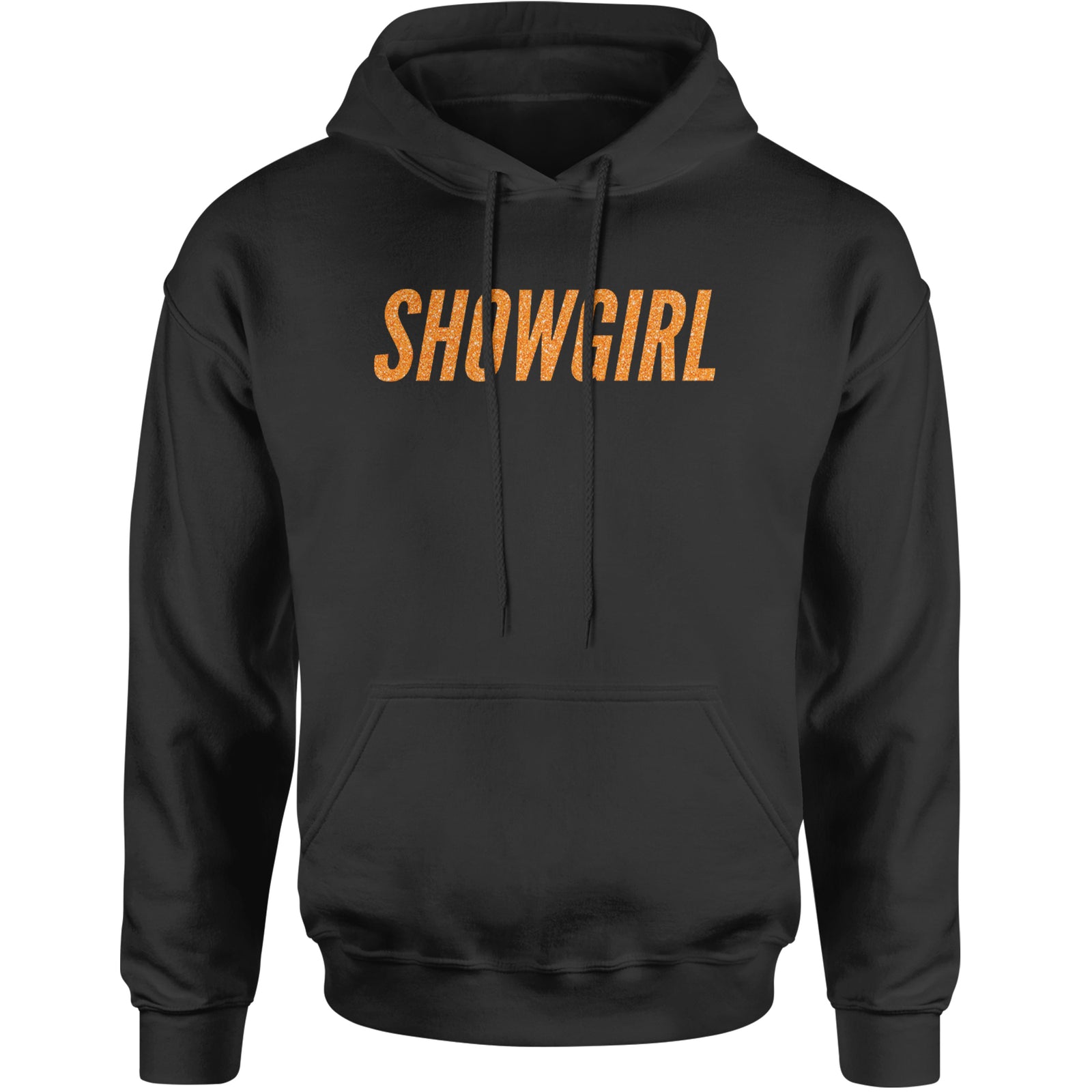 Showgirl Orange Glitter Adult Hoodie Sweatshirt Black