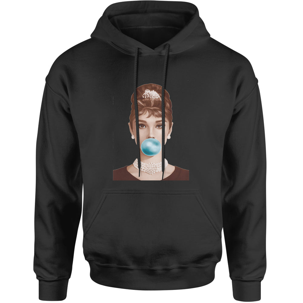 Audrey Hepburn Chewing Bubble Gum American Icon Adult Hoodie Sweatshirt Black
