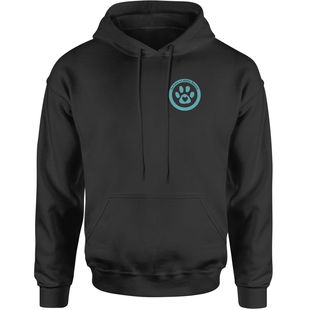 TLC To Love a Canine Dog Rescue Teal Adult Hoodie Sweatshirt Black