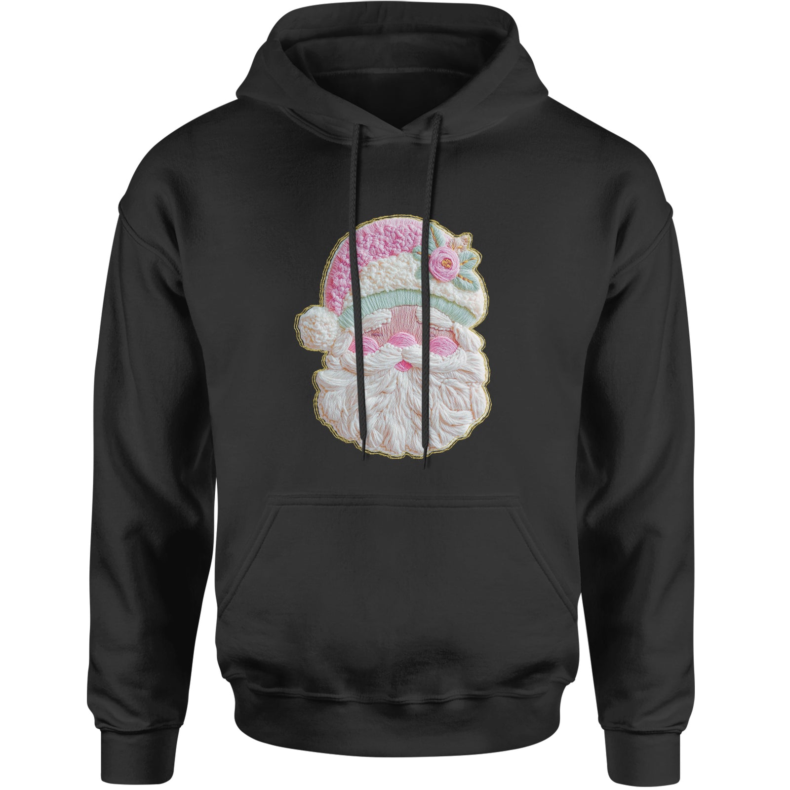 Vintage Santa Embroidery Art Soft Cottagecore Adult Hoodie Sweatshirt Teal