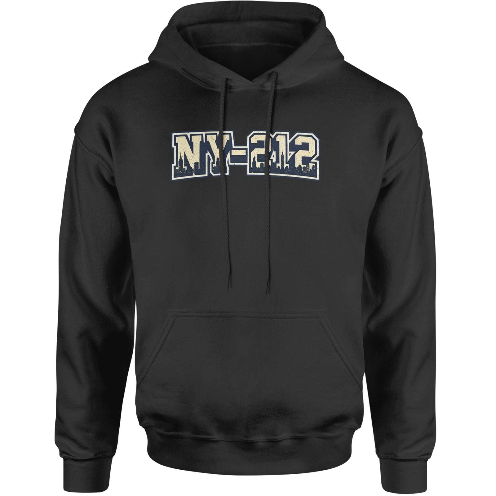 New York City 212 Area Code Skyline  Adult Hoodie Sweatshirt Black