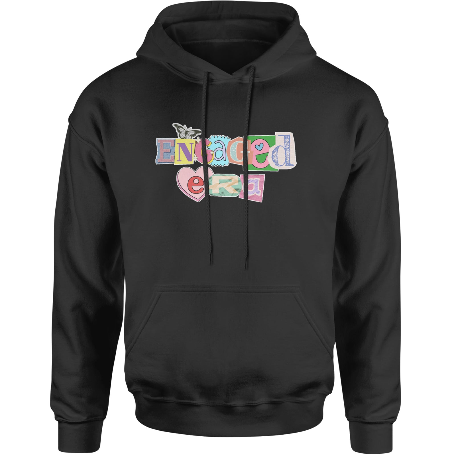 Engaged Era Aesthetic Retro Collage Design Adult Hoodie Sweatshirt Black