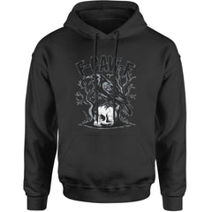 F-Caw-F Crow On Skull F-ck Off Gothic Adult Hoodie Sweatshirt Black