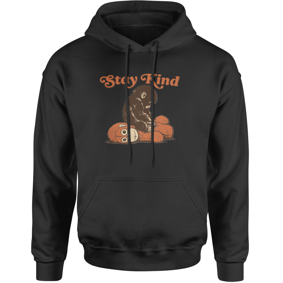 Punch Stay Kind Macaque Adult Hoodie Sweatshirt Black
