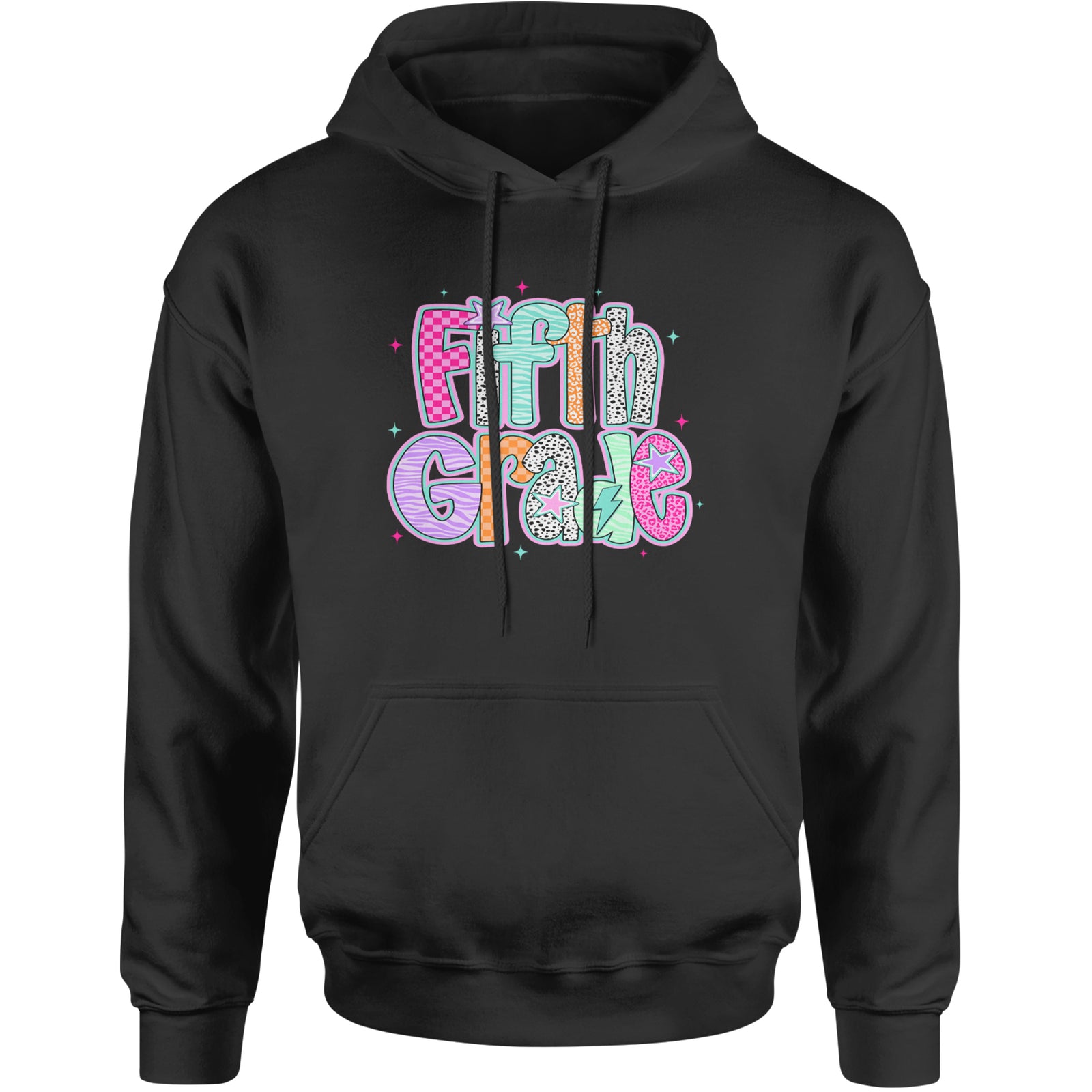 Fifth Grade Fly Colorful Back to School Adult Hoodie Sweatshirt Black