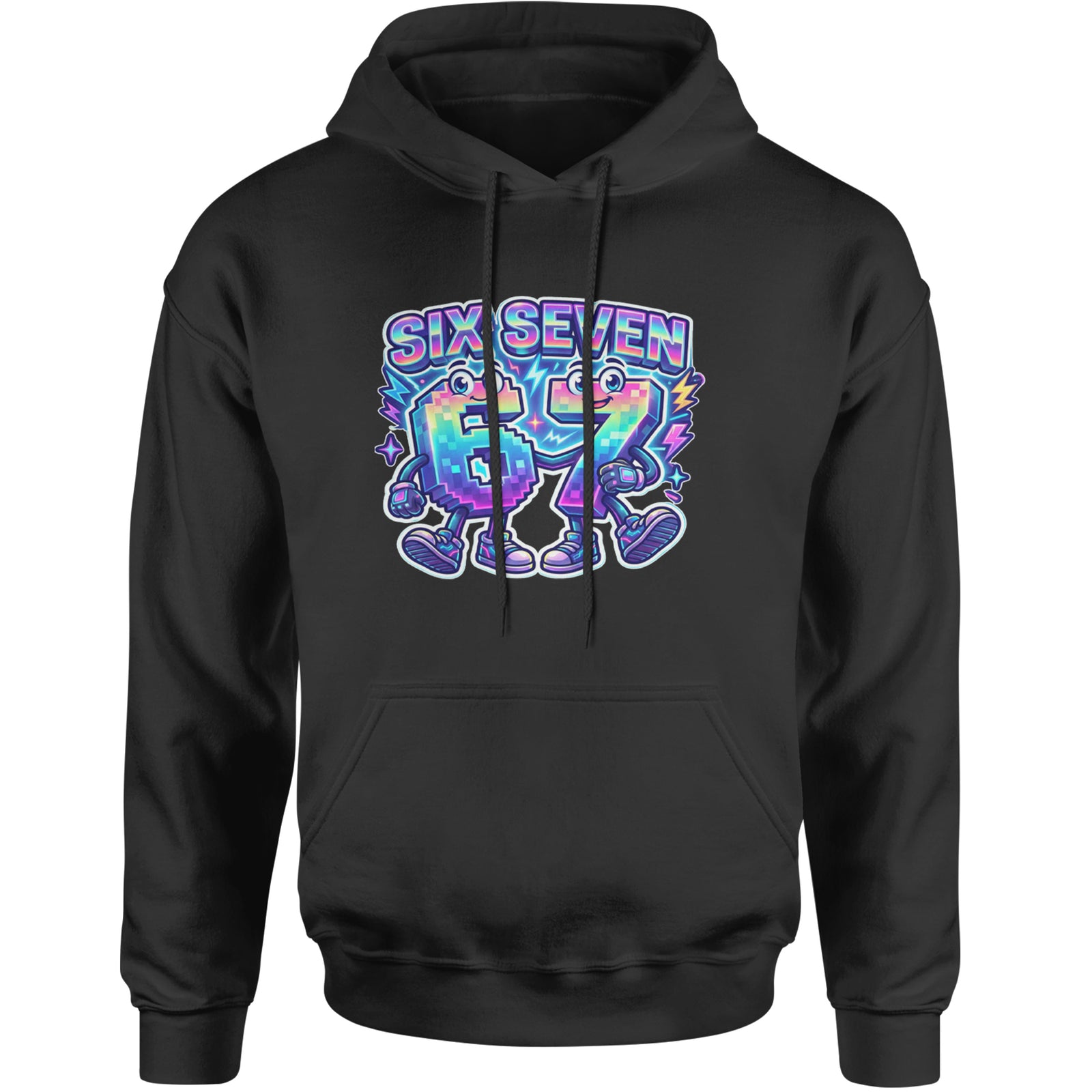 Six Seven 67 Retro Pixel Buddies Adult Hoodie Sweatshirt Black
