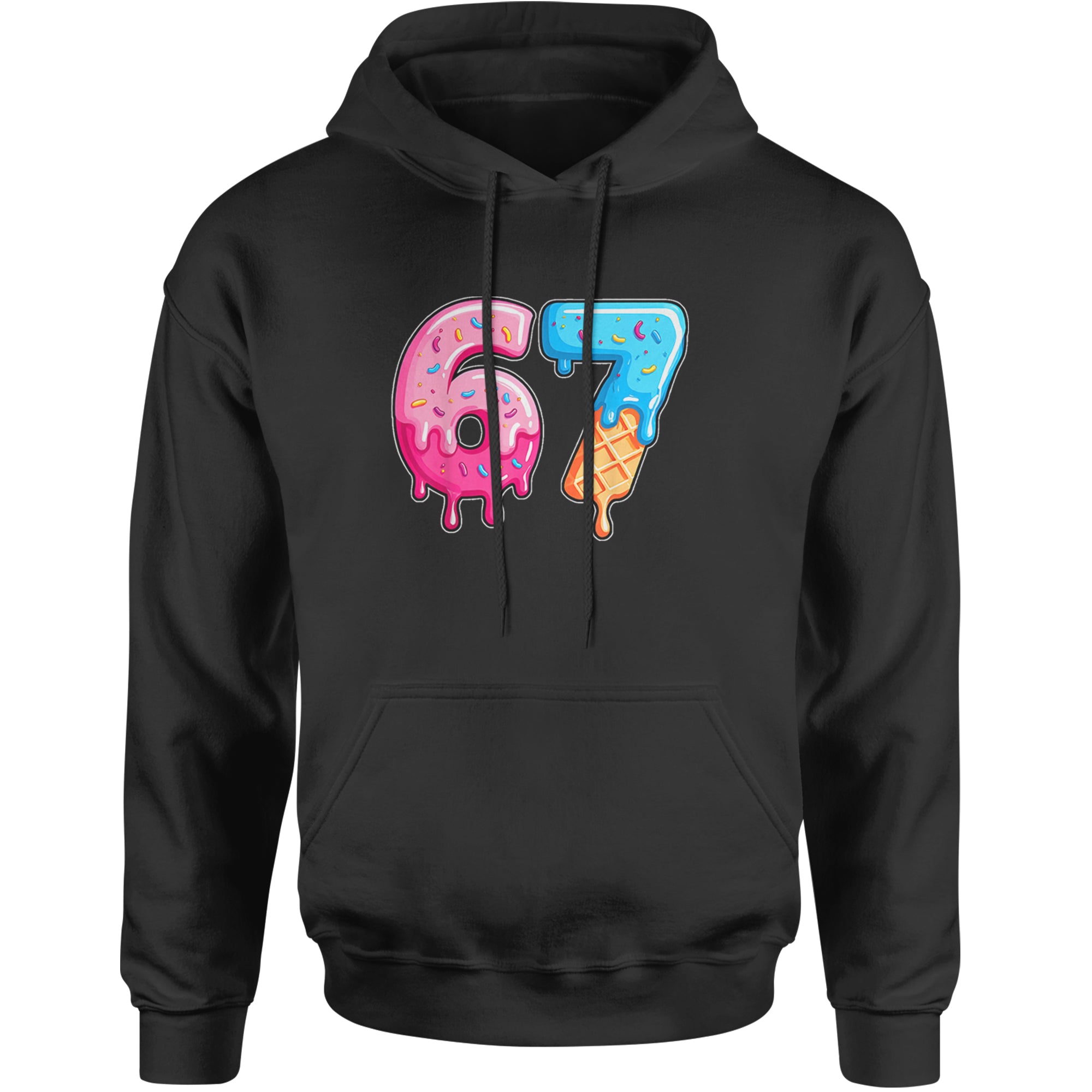 67 Dripping Ice Cream Donut Melt Adult Hoodie Sweatshirt Black