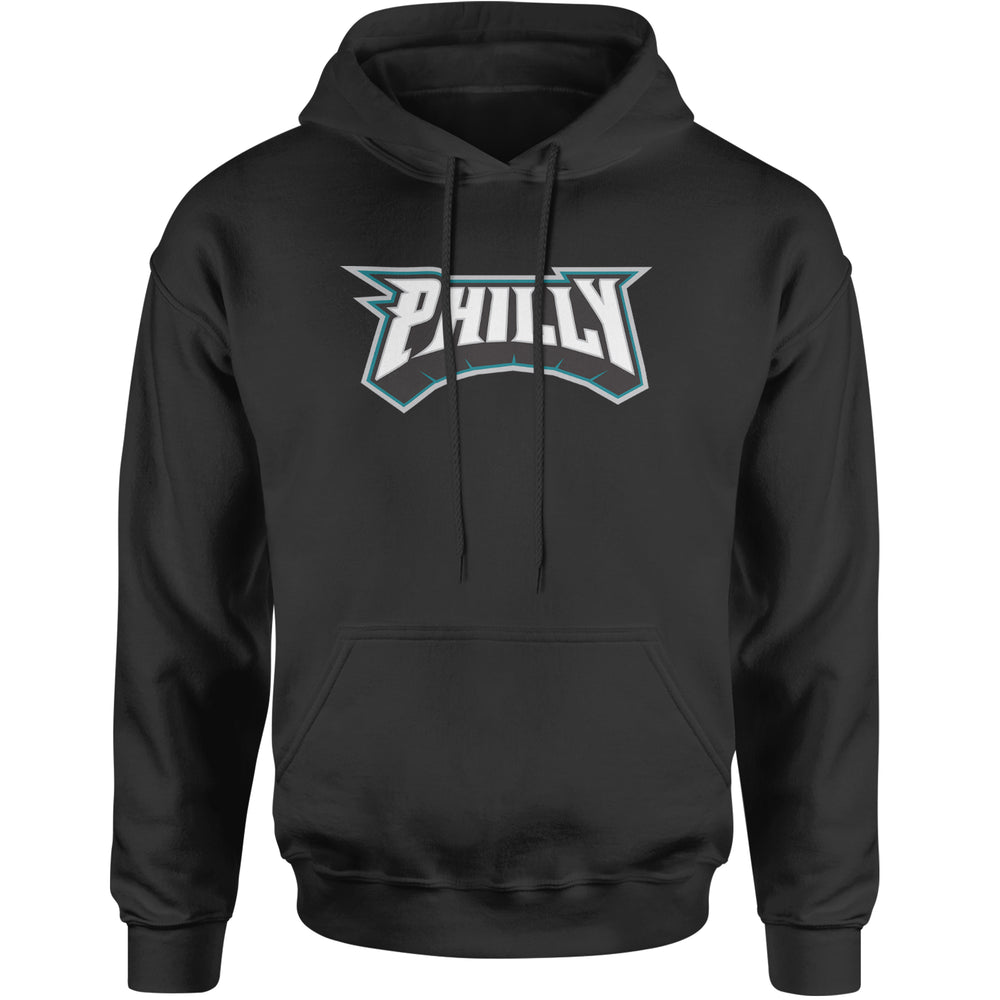 Philly Bold Block Throwback graphic on Unisex Heavyweight Fleece Pullover Hoodie in Black