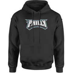 Philly Bold Block Throwback Adult Hoodie Sweatshirt Black