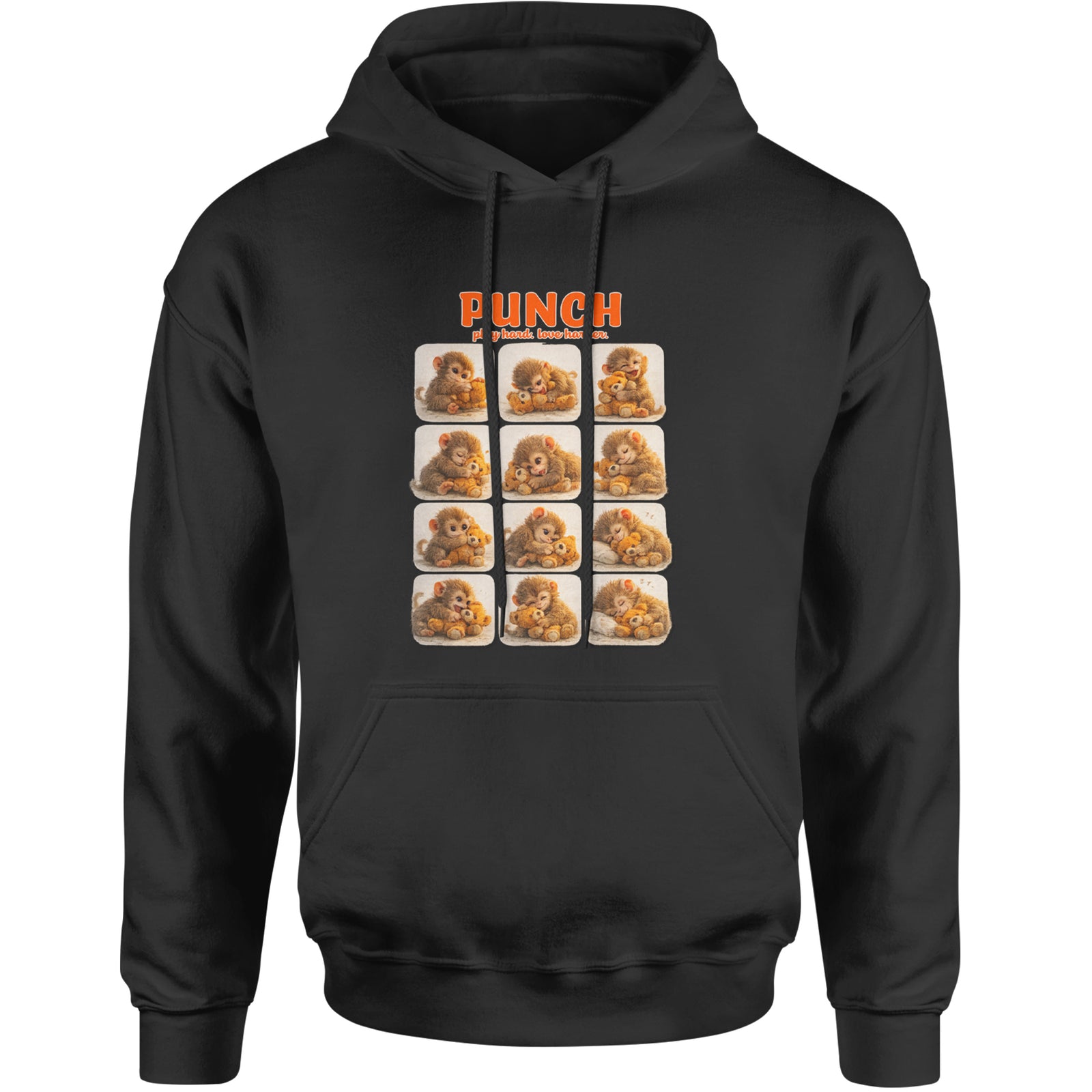 Punch Play Hard Love Harder Adult Hoodie Sweatshirt Black