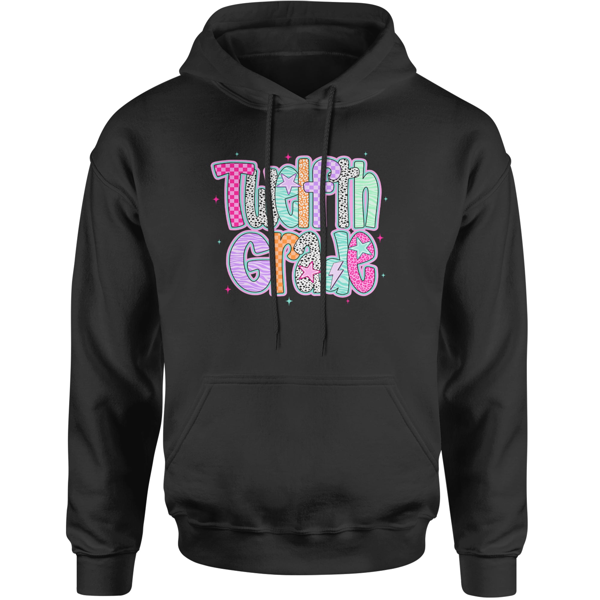 Senior Year Colorful Back to School Adult Hoodie Sweatshirt Black