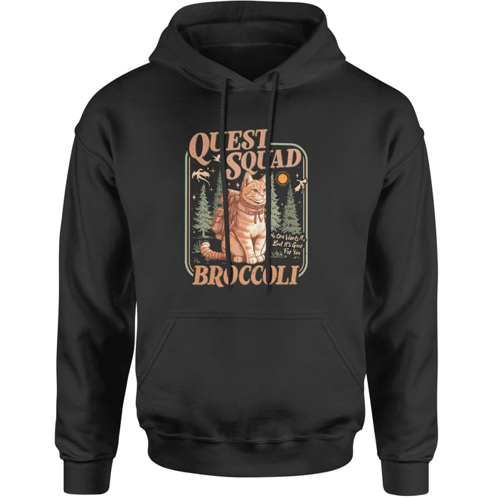 Quest Squad Broccoli Cat Fantasy Reader  Adult Hoodie Sweatshirt
