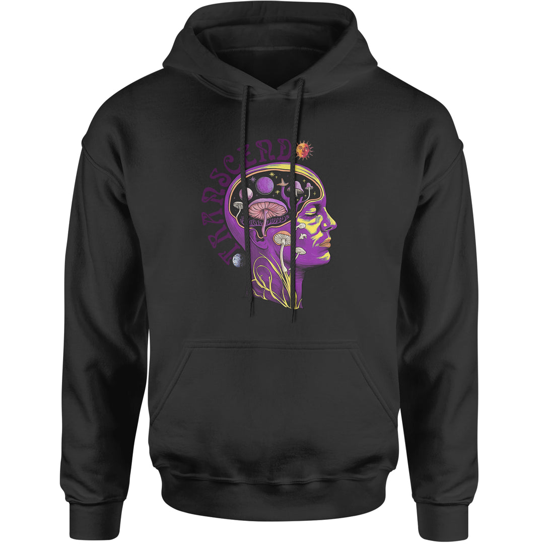 Psychedelic Cosmic Mushroom Head Adult Hoodie Sweatshirt Black