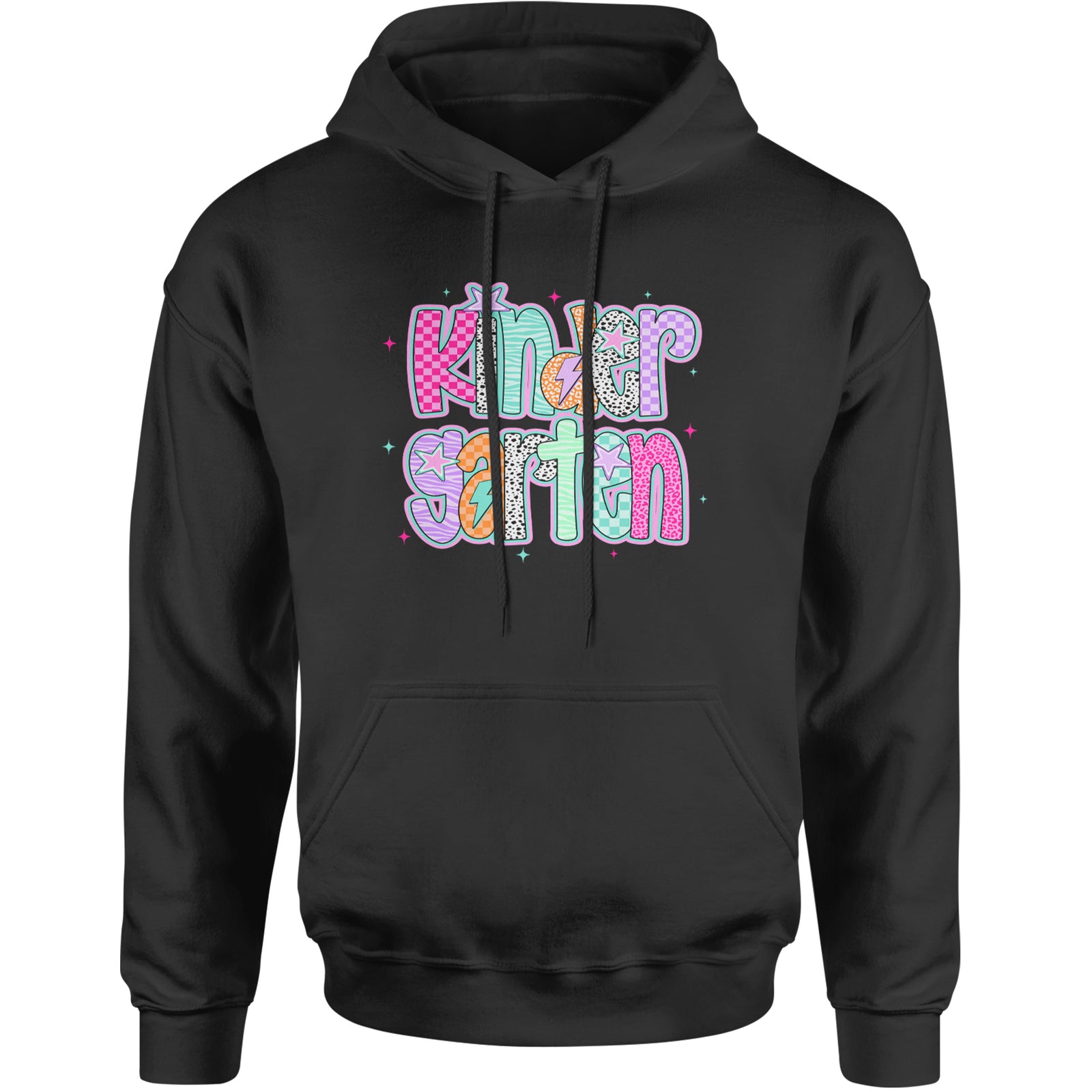 Kindergarten Cutie Colorful Back to School Adult Hoodie Sweatshirt Black