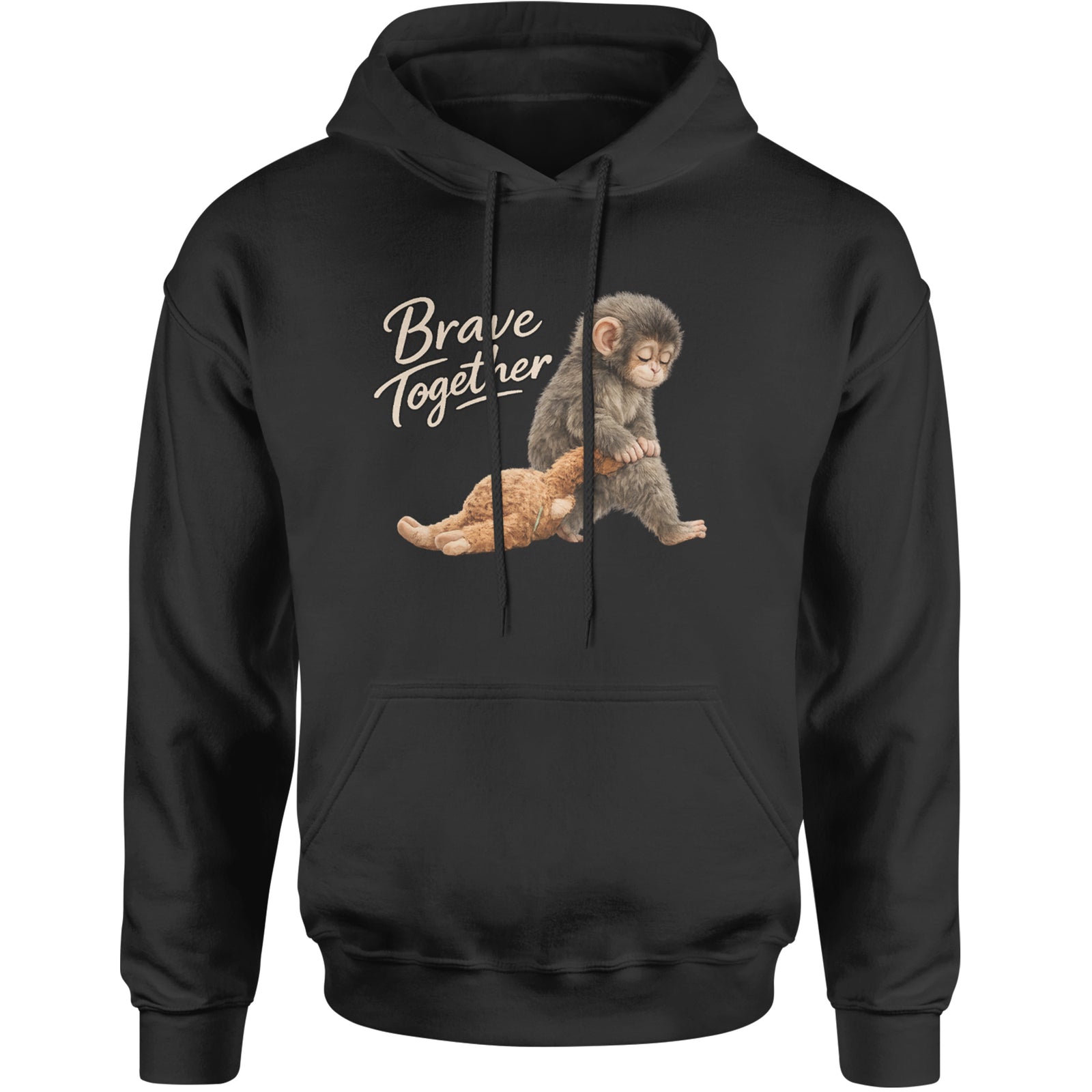 Punch Brave Together Stuffed Animal Adult Hoodie Sweatshirt Black