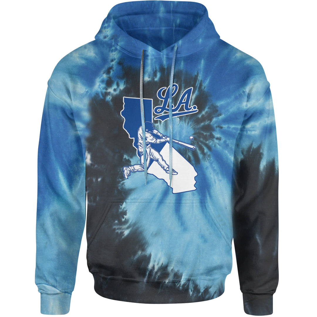 Los Angeles Baseball Batter Up Adult Hoodie Sweatshirt Blue Ocean