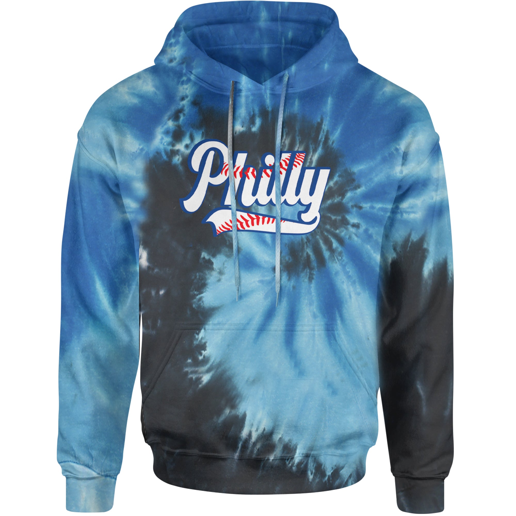 Philly Baseball Stitching Adult Hoodie Sweatshirt Blue Ocean