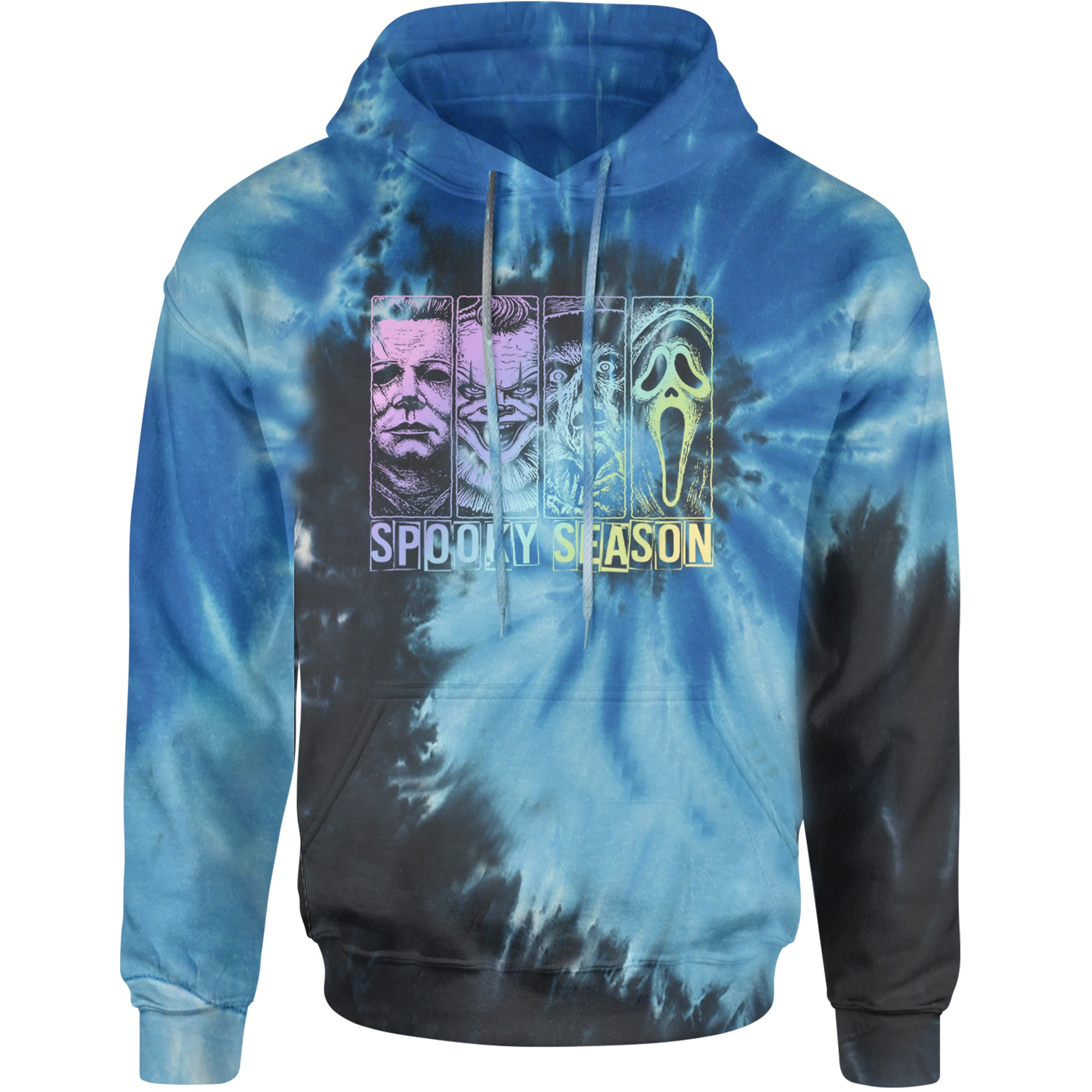 Spooky Season Horror Icons Halloween Adult Hoodie Sweatshirt Blue Ocean