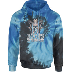 Boots On The Ground Bling Adult Hoodie Sweatshirt Blue Ocean
