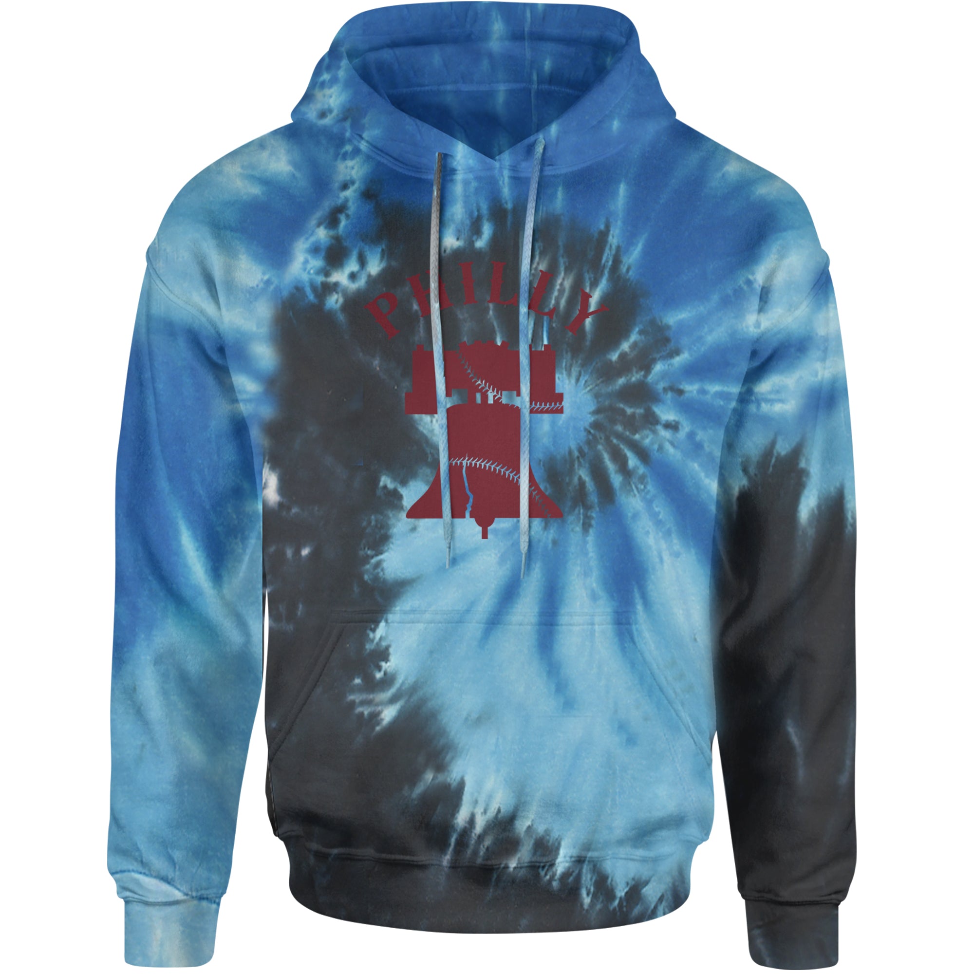 Philly Cracked Liberty Bell Adult Hoodie Sweatshirt Blue Ocean