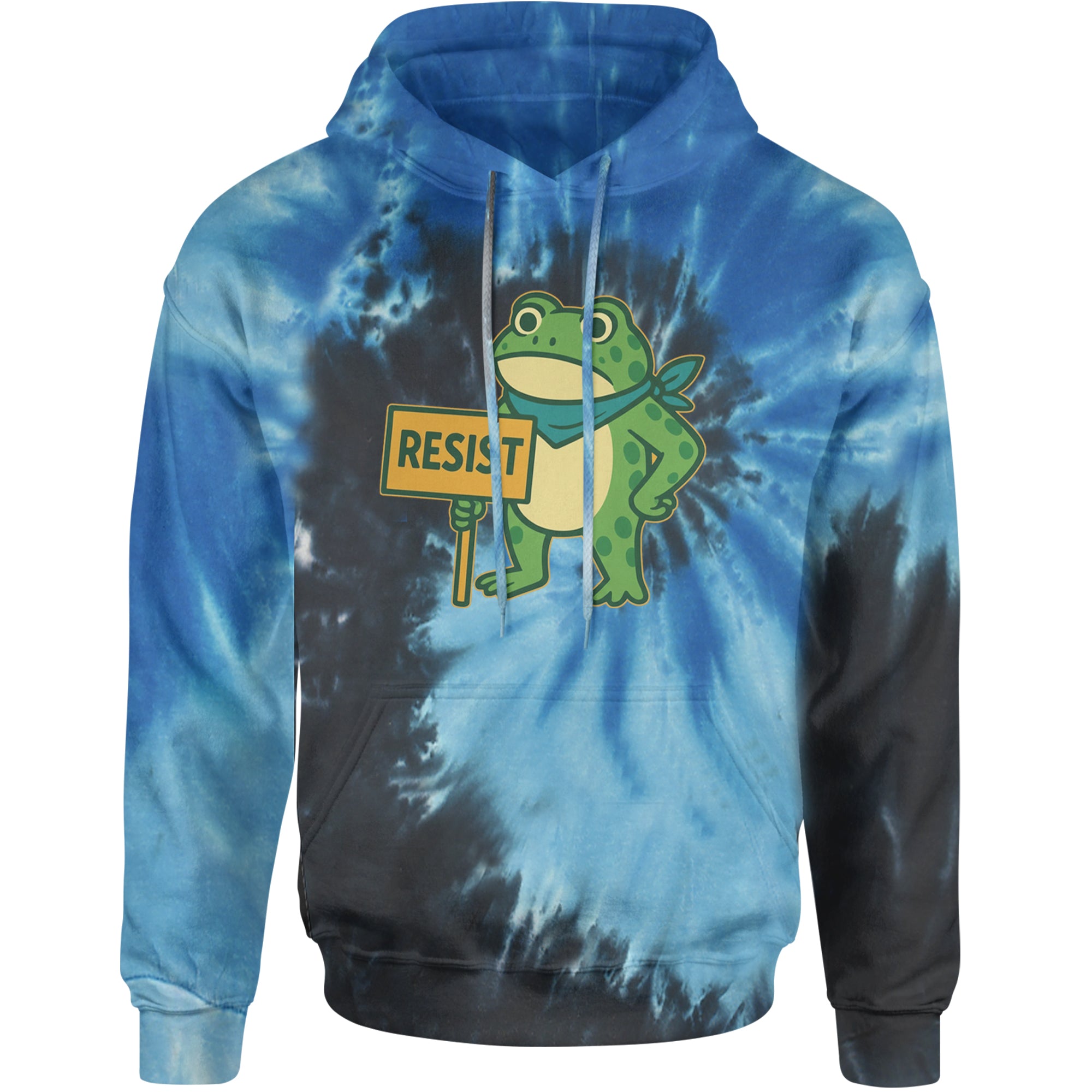 Sign Resist Meme Frog Protest Adult Hoodie Sweatshirt Blue Ocean