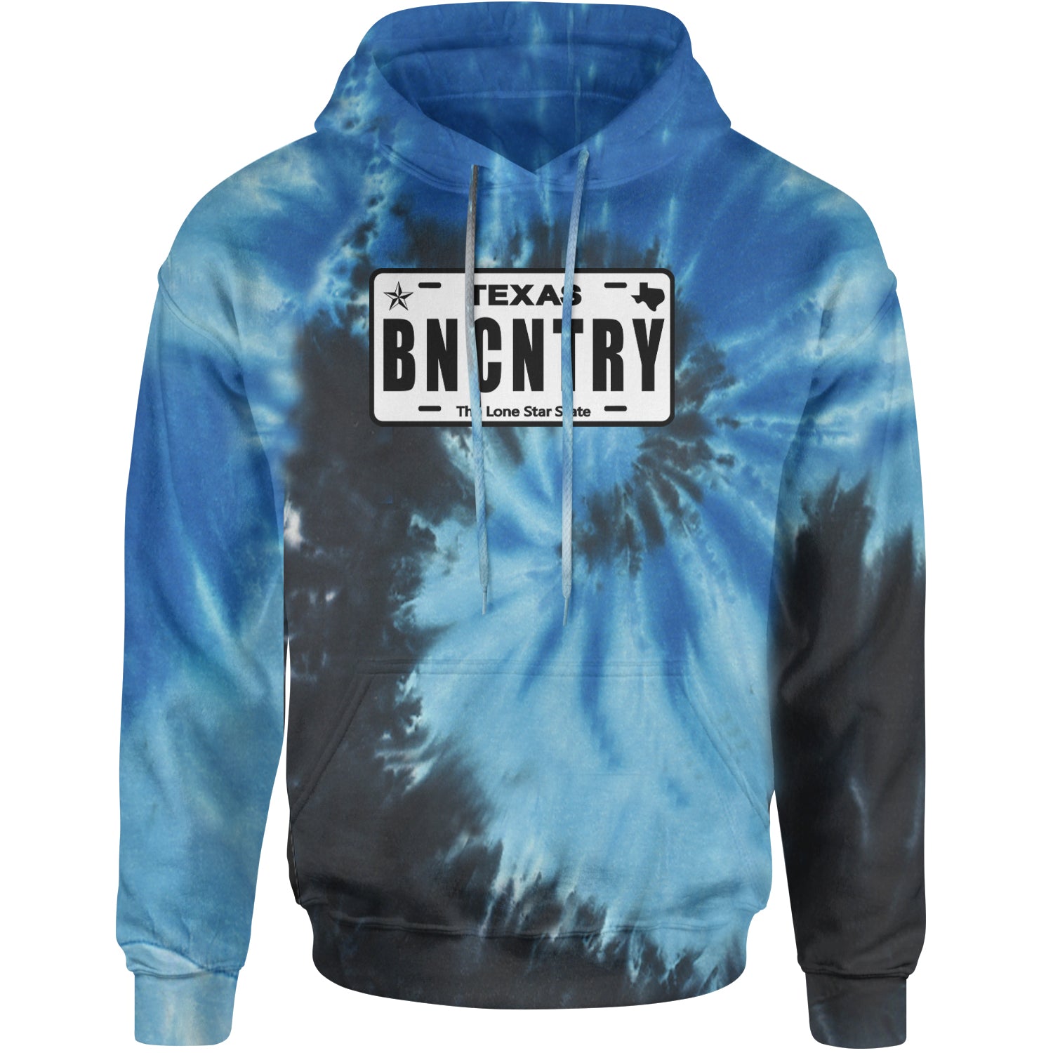 Texas License Plate BNCNTRY Adult Hoodie Sweatshirt Blue Ocean