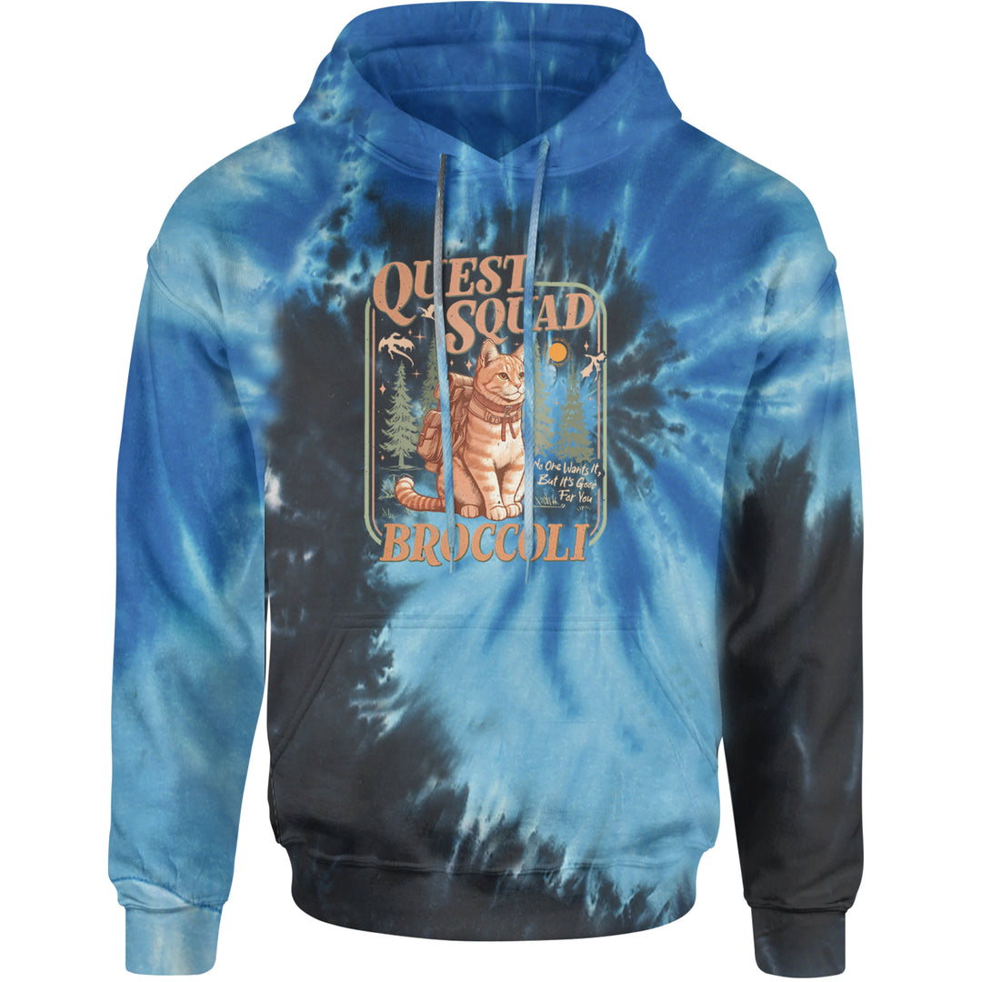 Quest Squad Broccoli Cat Fantasy Reader  Adult Hoodie Sweatshirt Blue Ocean