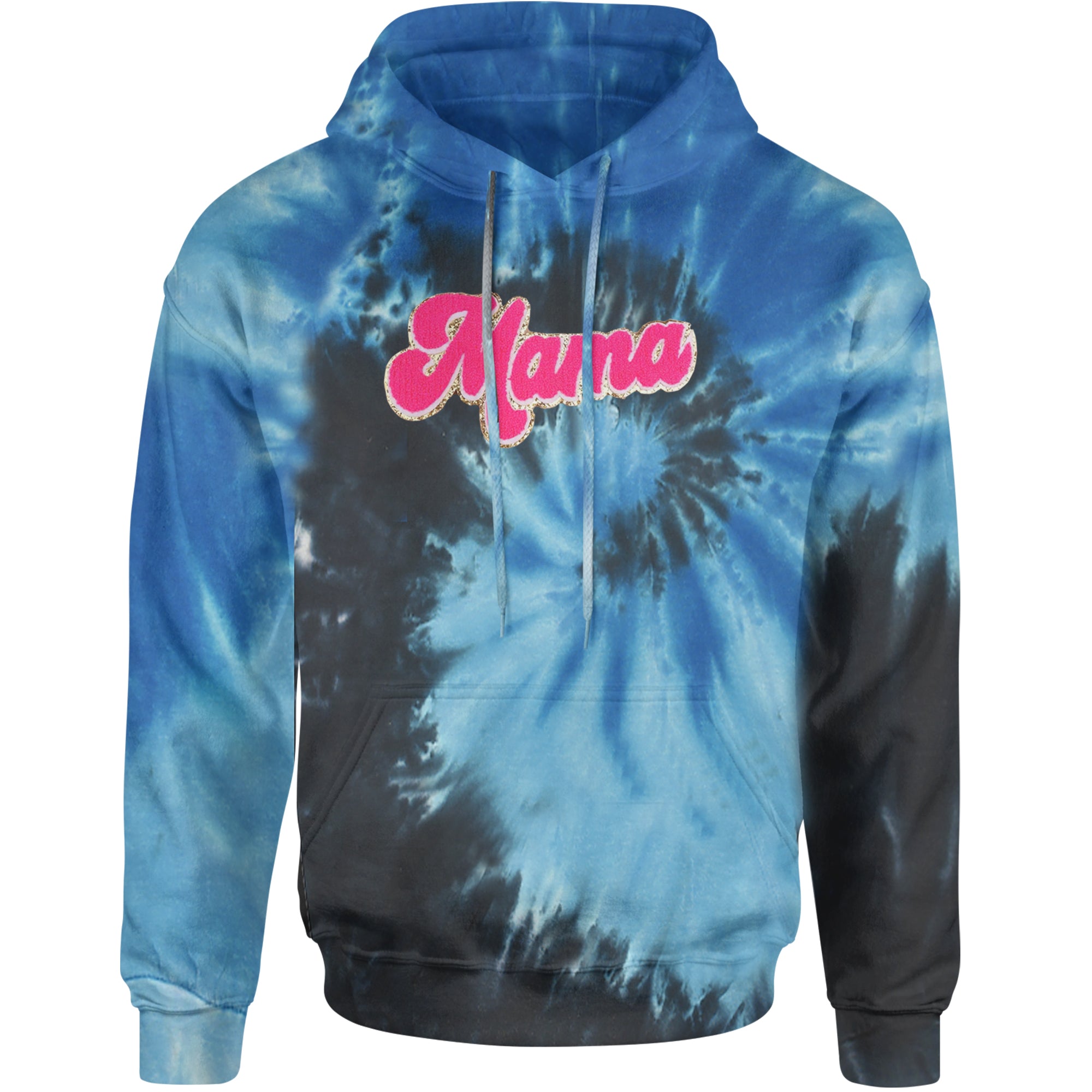 Mama Hot Pink Glitter Chenille Patch Adult Hoodie Sweatshirt Blue Ocean