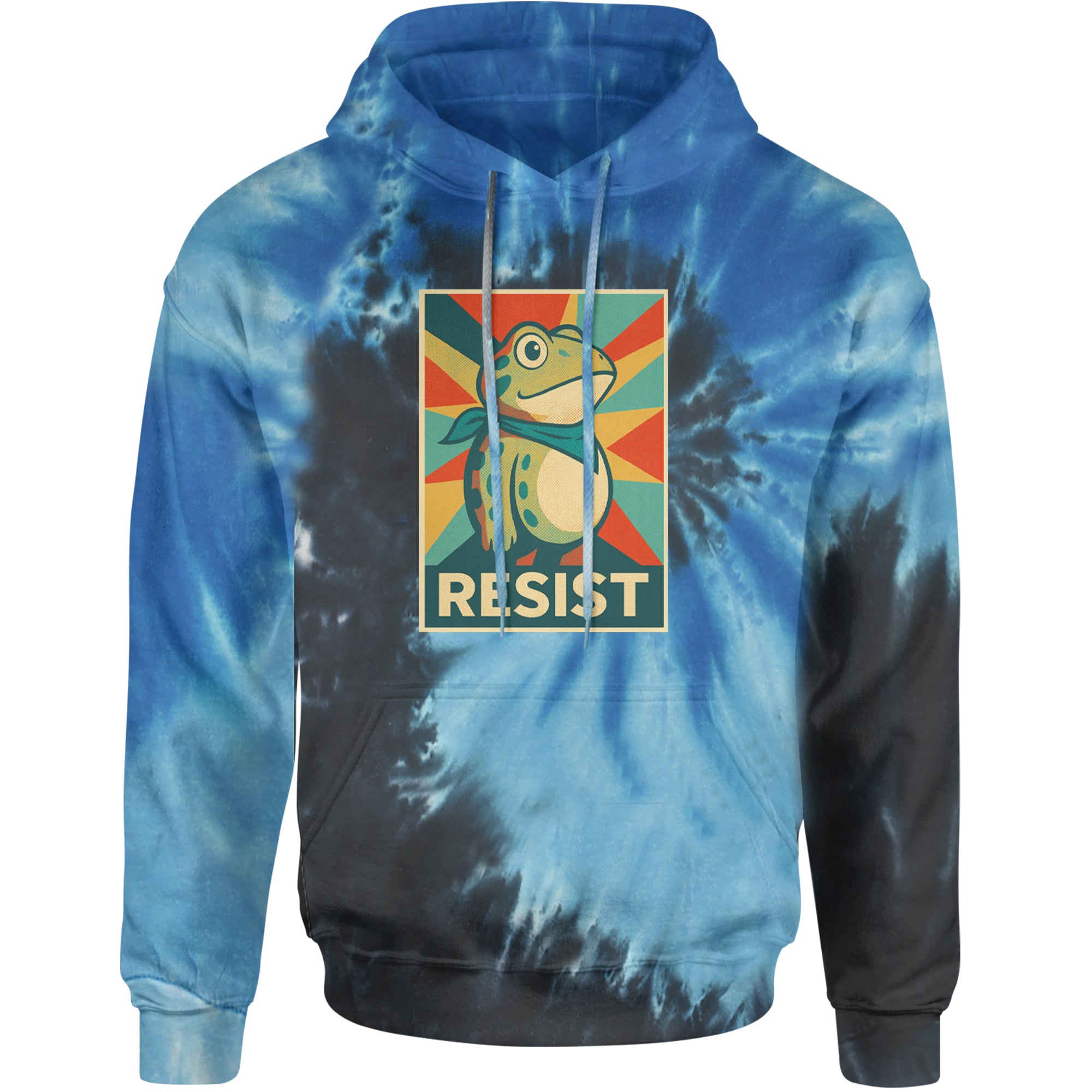Resist Portland Protest Frog Adult Hoodie Sweatshirt Blue Ocean