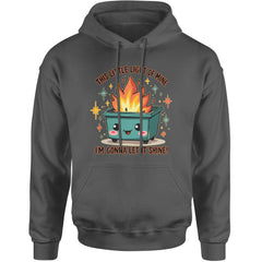 This Little Light of Mine Dumpster Fire Smile Face Adult Hoodie Sweatshirt Charcoal Grey