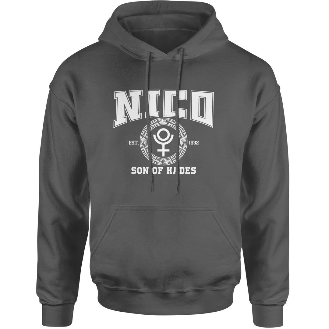 Nico Son of Hades Underworld Crest Adult Hoodie Sweatshirt Charcoal Grey