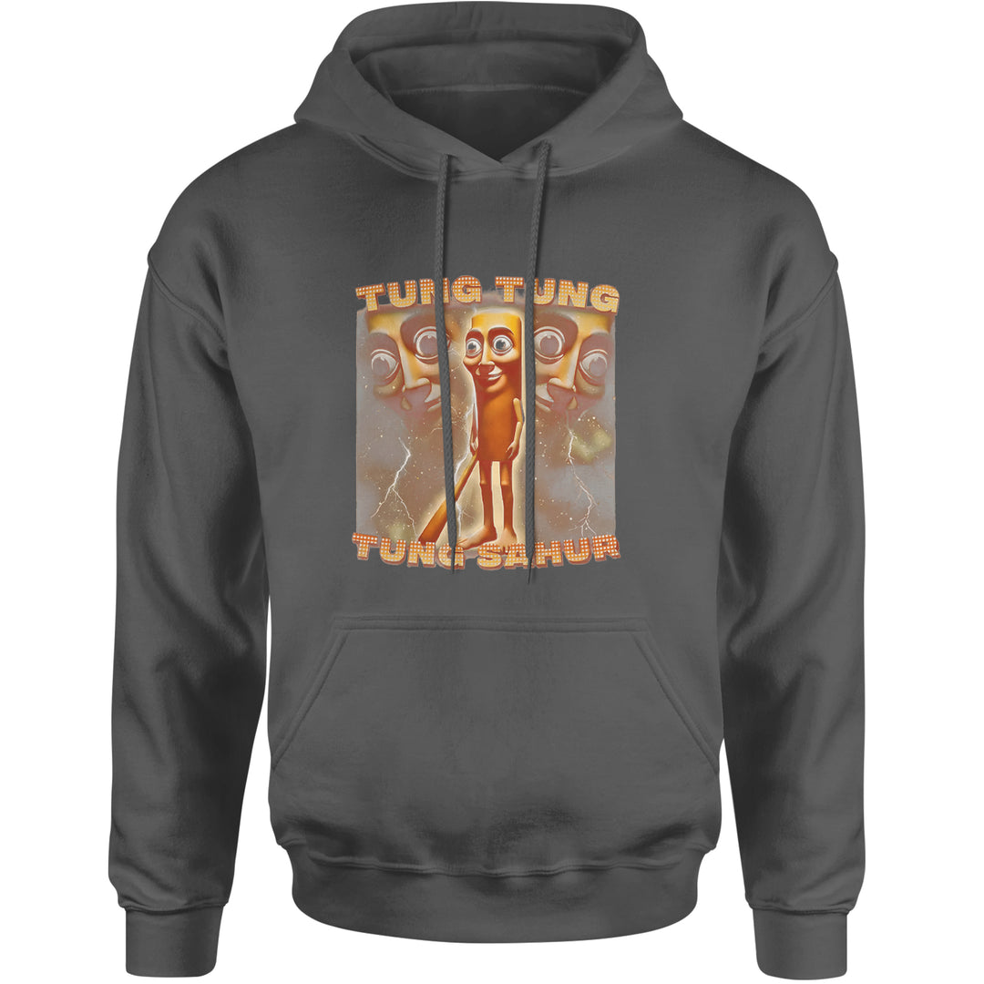 Tung Tung Tung Sahur Enforcer Adult Hoodie Sweatshirt Charcoal Grey
